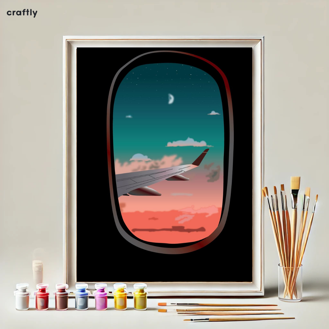Paint by Numbers – Sunset View from an Airplane Window