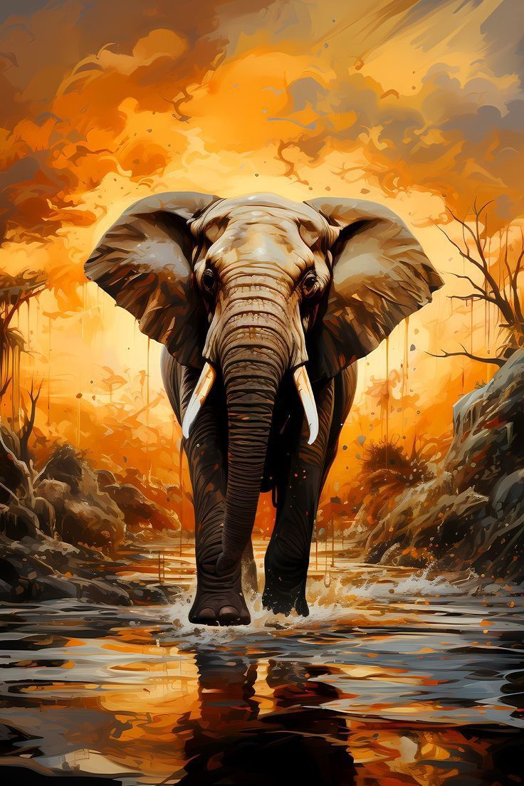 Paint by Numbers – Elephant at Sunset