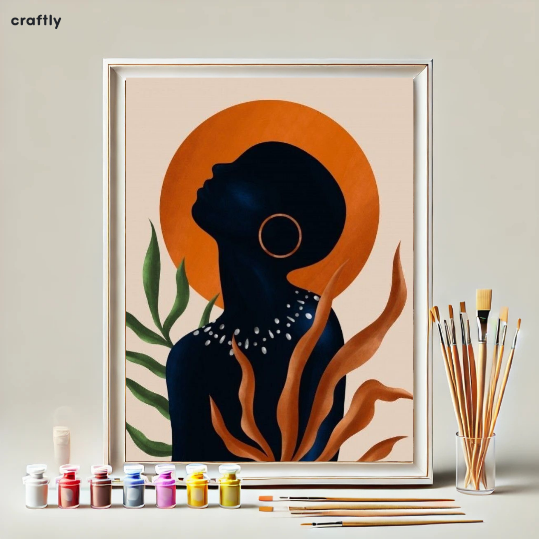 Paint by Numbers – African Woman Portrait with Orange Halo