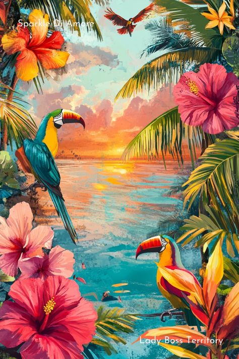 Paint by Numbers – Tropical Scene with Parrots
