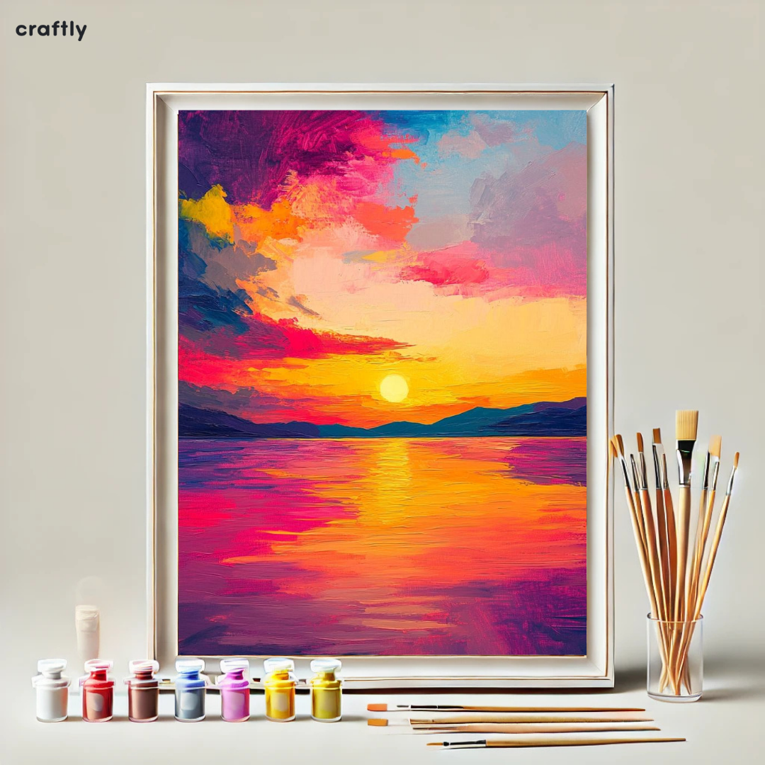 Paint by Numbers – Colourful Sunset Over Water