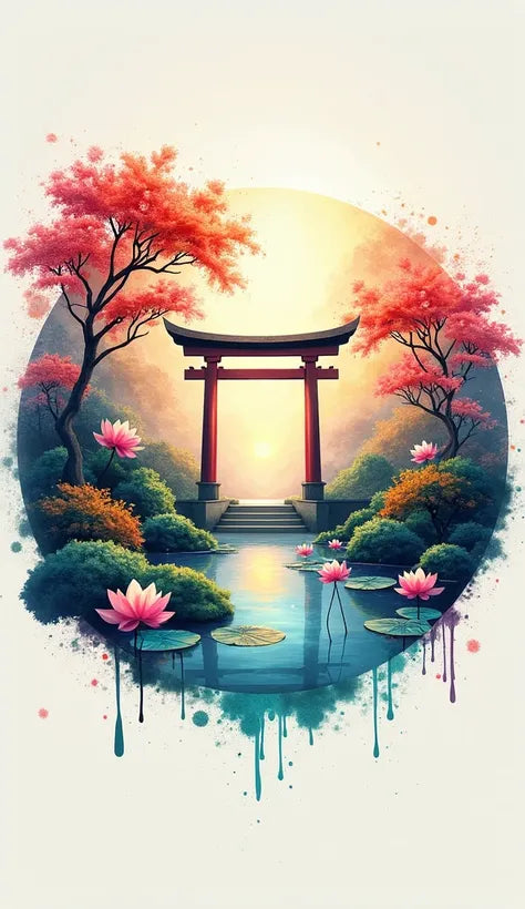 Paint by Numbers – Japanese Gate & Lotus Lake