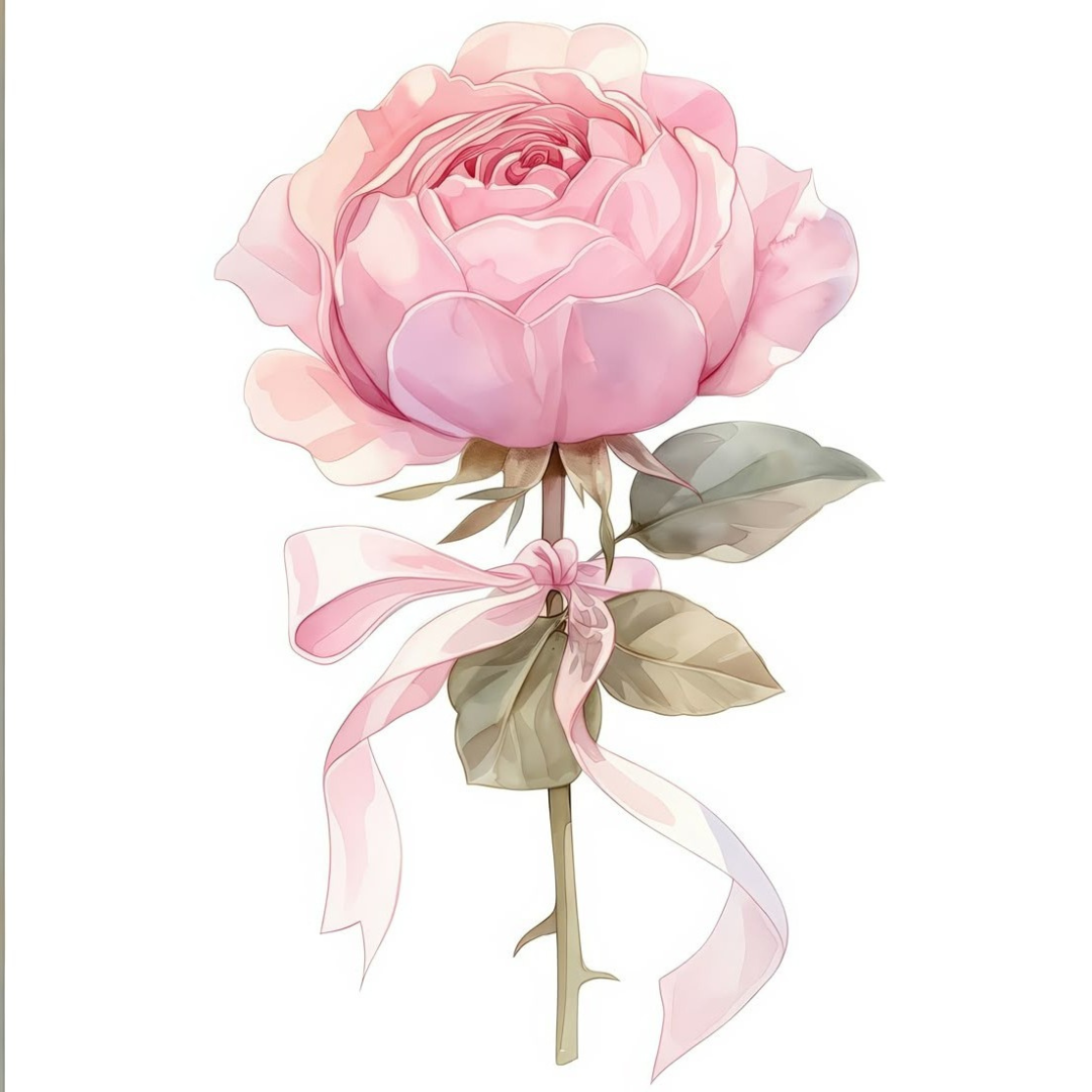 Paint by Numbers – Pink Rose with Ribbon