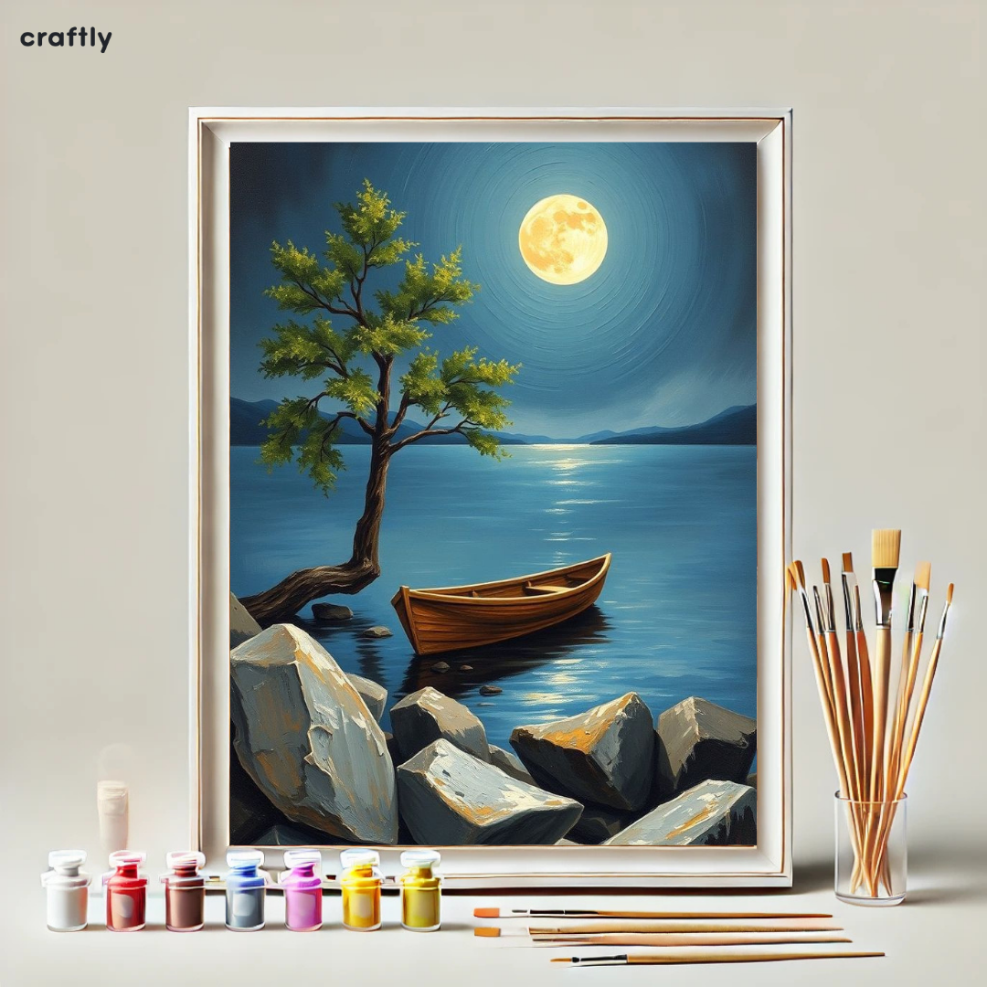 Paint by Numbers – Wooden Boat in Moonlight