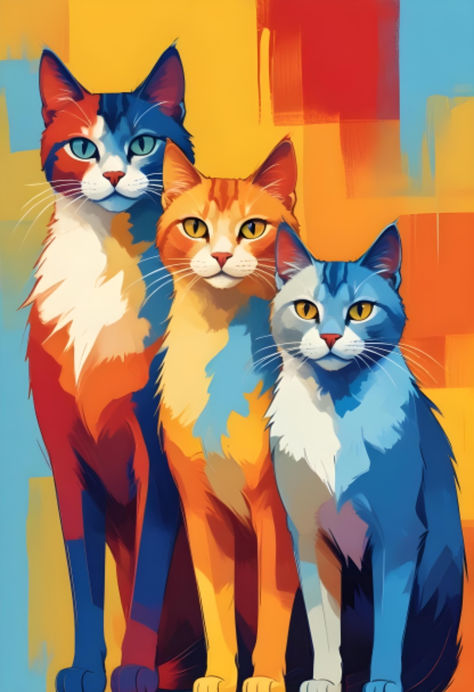 Paint by Numbers – Three Colourful Cats