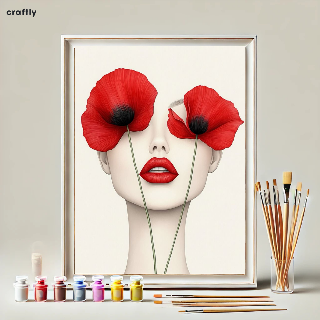 Paint by Numbers – Woman with Red Flowers