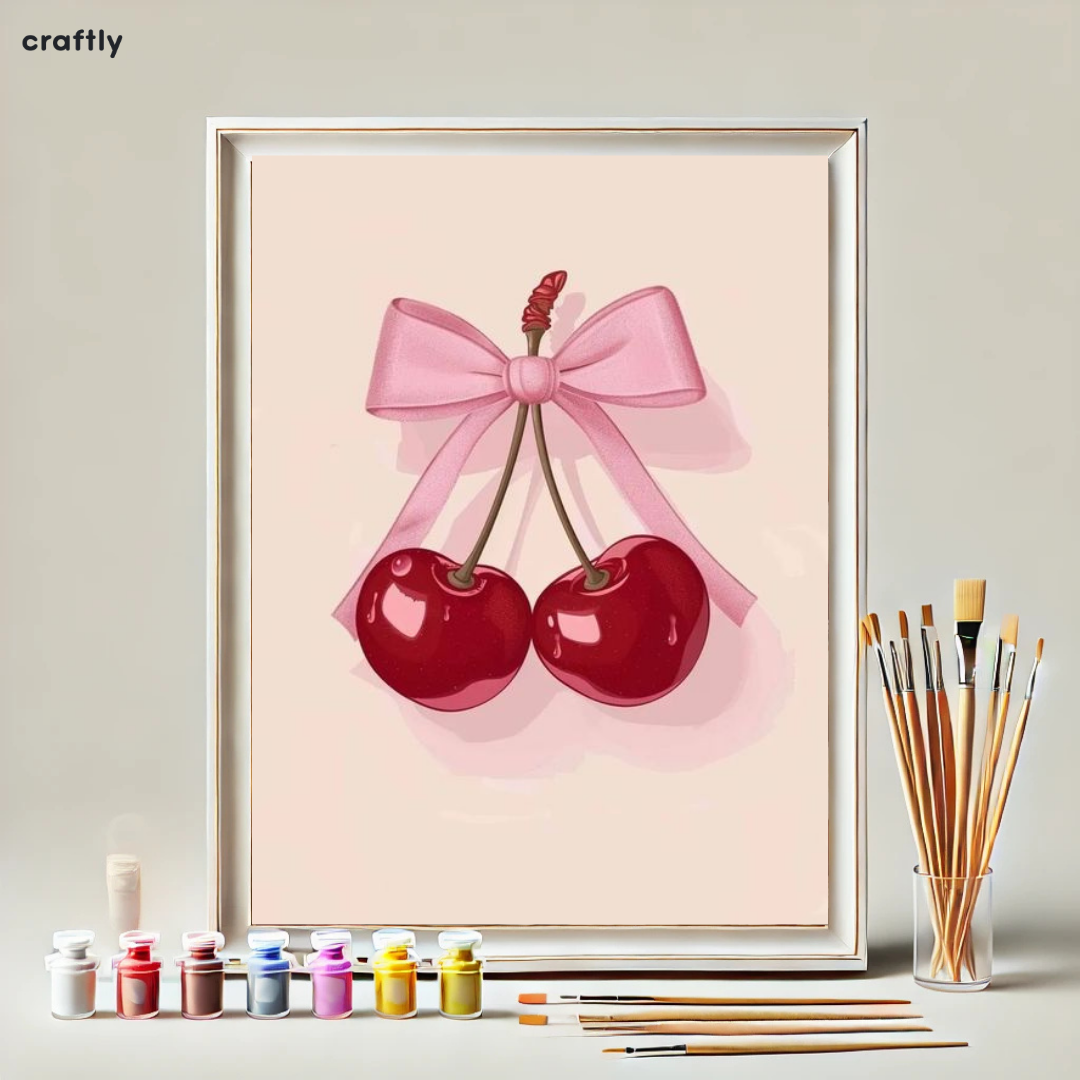 Paint by Numbers – Cherries with Pink Bow