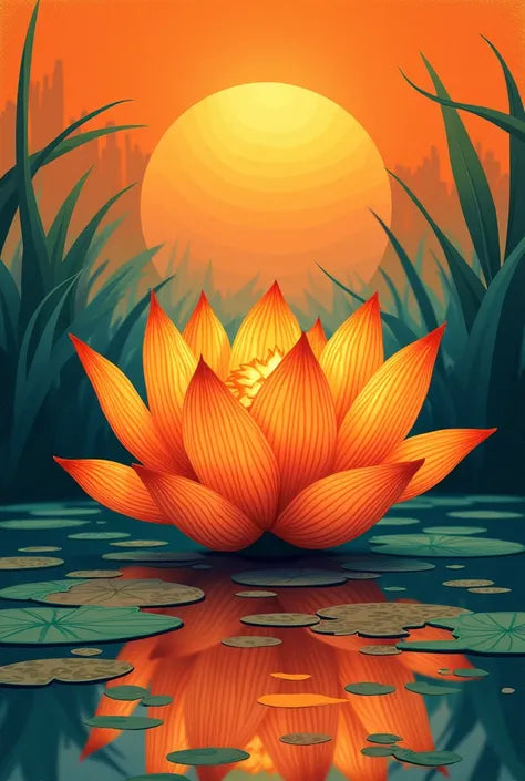 Paint by Numbers – Orange Lotus on Lake