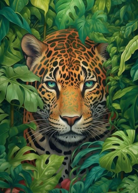 Paint by Numbers – Jaguar Hiding in a Lush Green Jungle