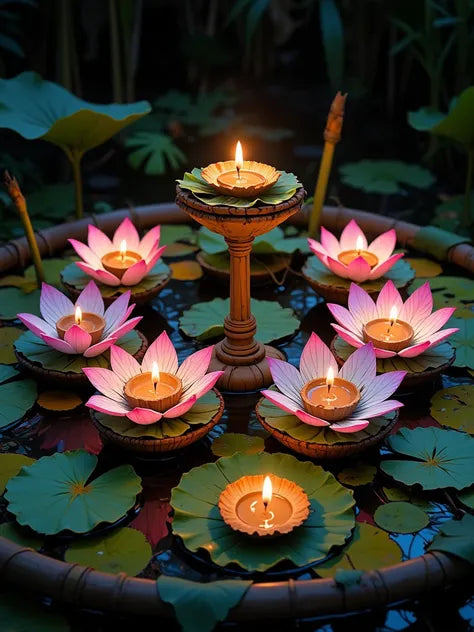 Paint by Numbers – Candles in Lotus Flowers