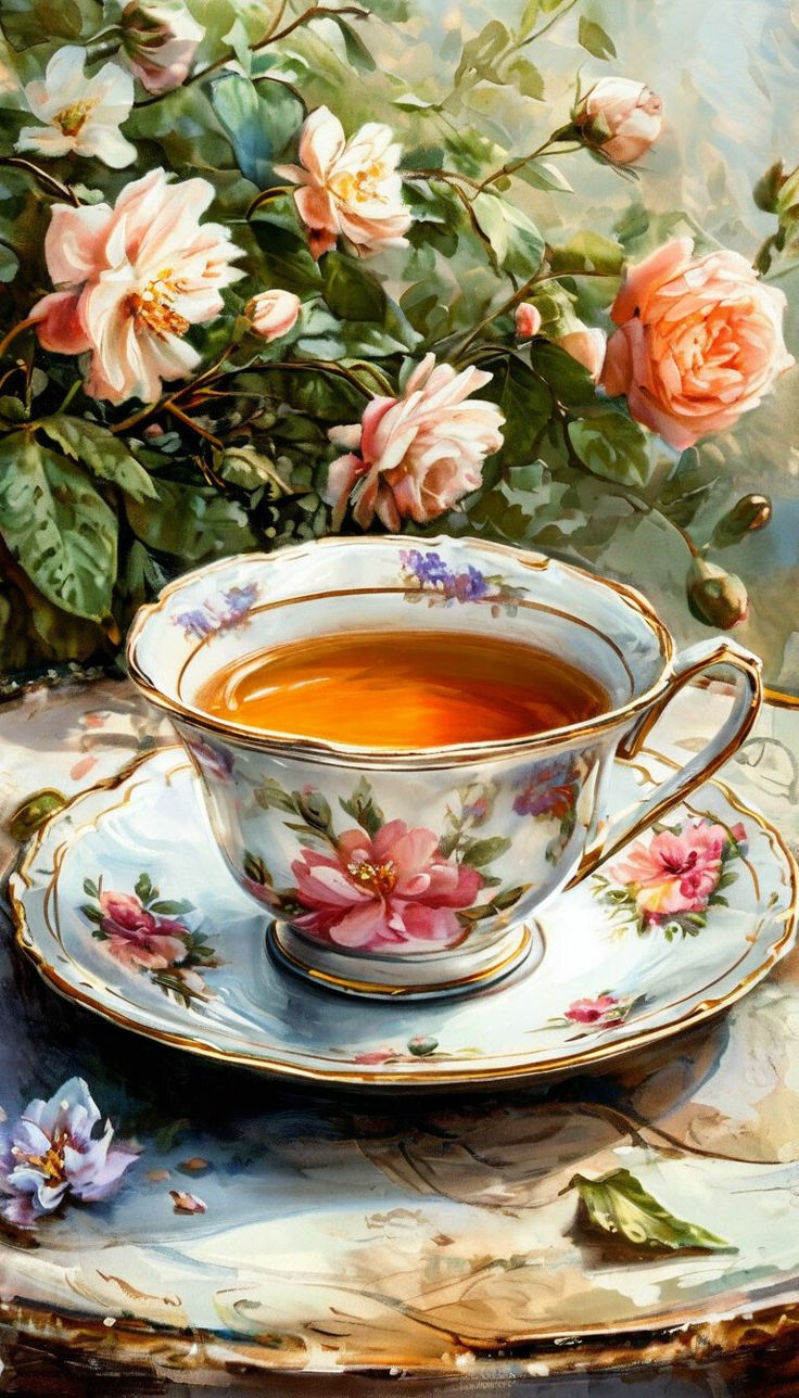 Paint by Numbers – Floral Teacup in a Magical Atmosphere