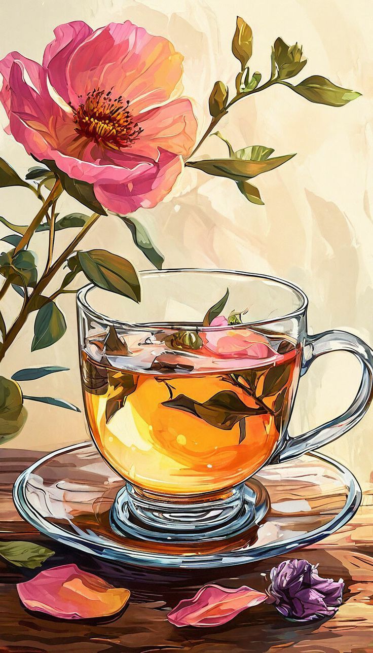 Paint by Numbers – Floral Tea in a Glass Cup