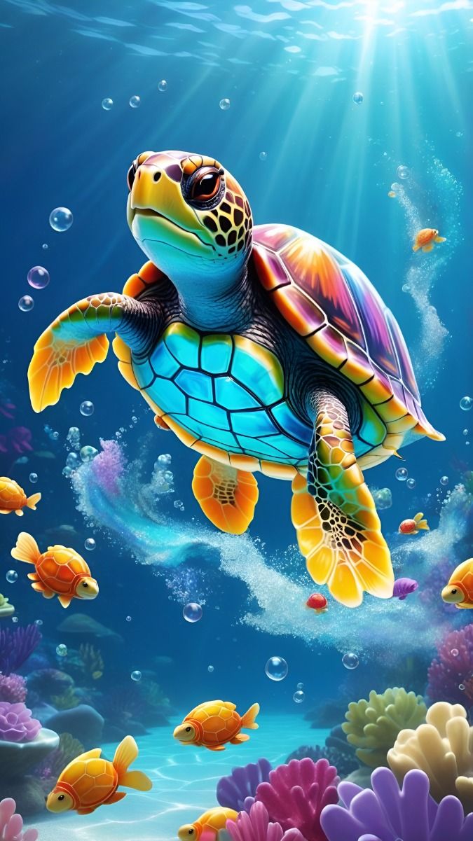 Paint by Numbers – Colourful Sea Turtle