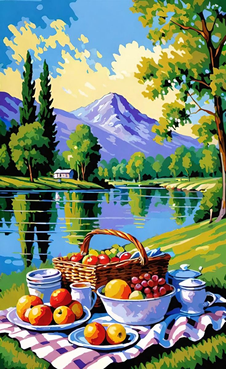Paint by Numbers – Picnic by the Lake in Nature