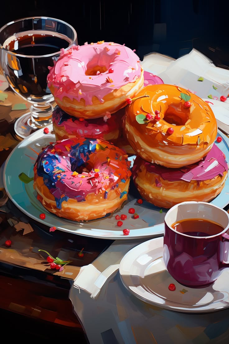 Paint by Numbers – Colourful Donuts with Coffee