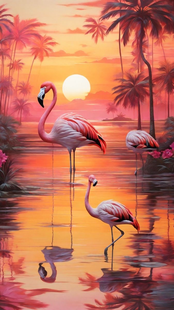 Paint by Numbers – Flamingo in a Tropical Sunrise