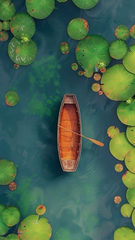Paint by Numbers – Boat on a River with Lotus Leaves