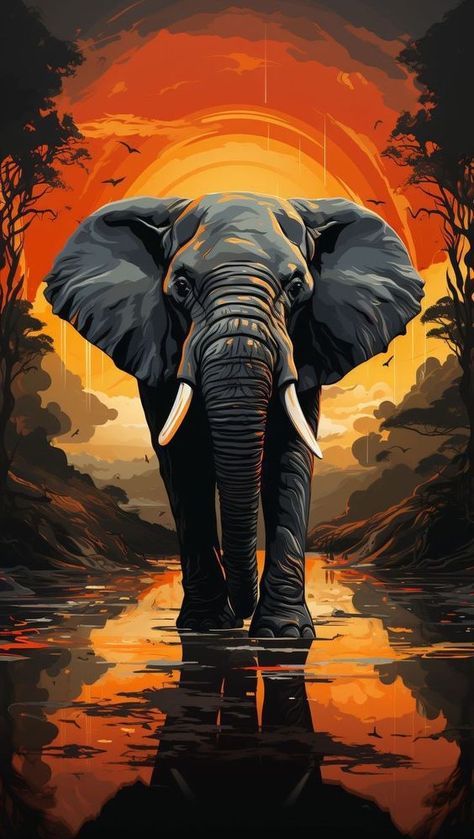 Paint by Numbers – Elephant in African Sunset