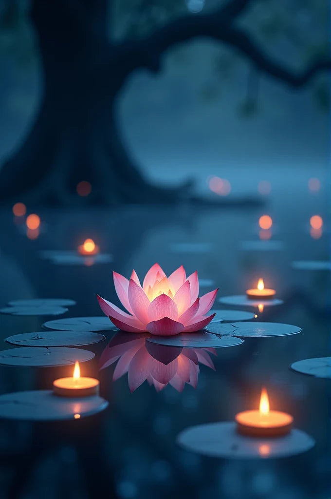 Paint by Numbers – Lotus on a Night Lake