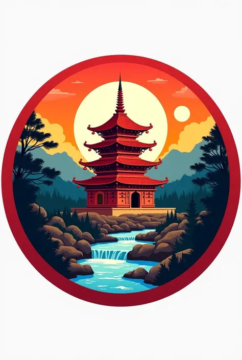 Paint by Numbers – Pagoda with a Round Sun