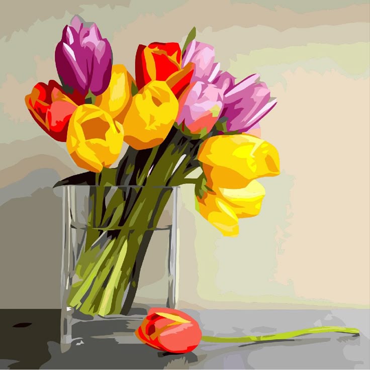 Paint by Numbers – Colourful Tulips