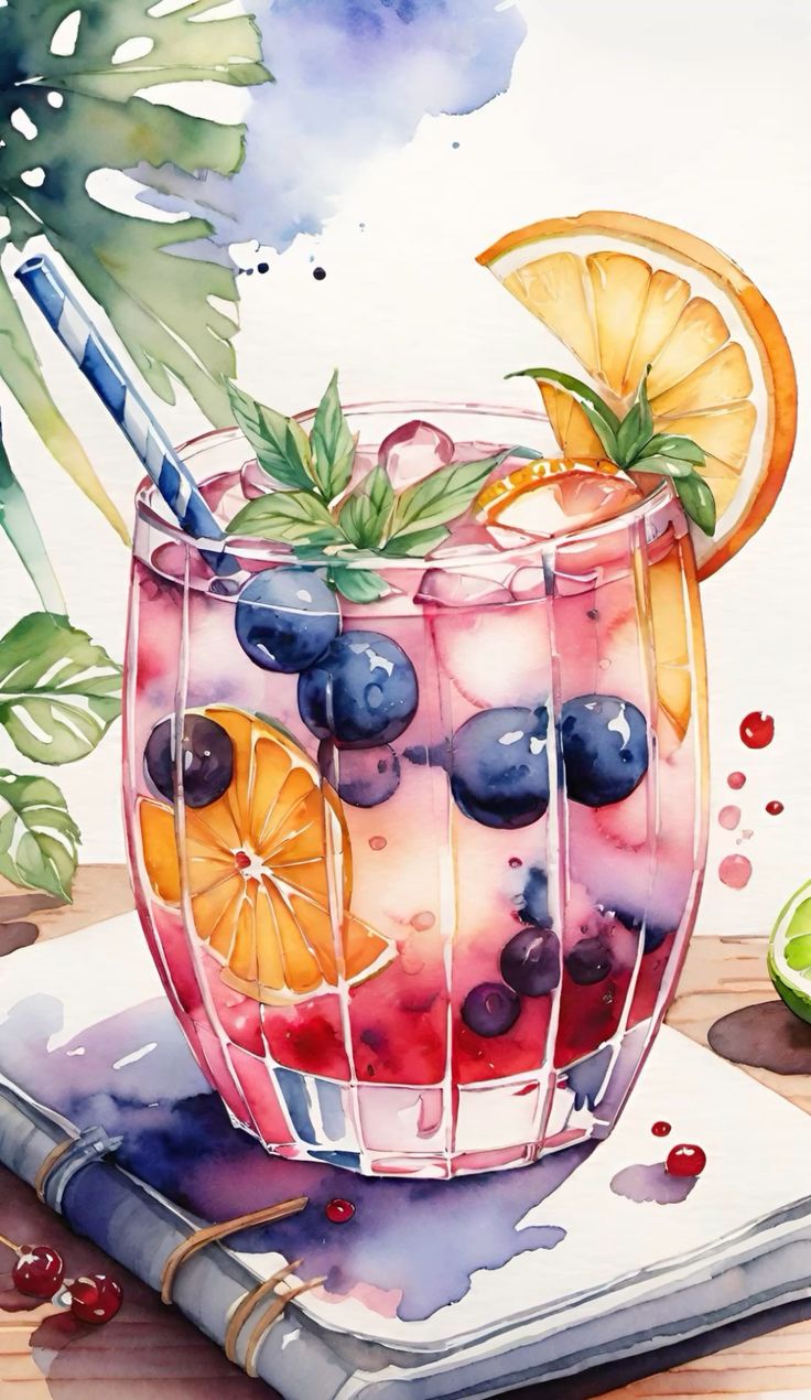 Paint by Numbers – Fruit Drink with Lemon & Mint