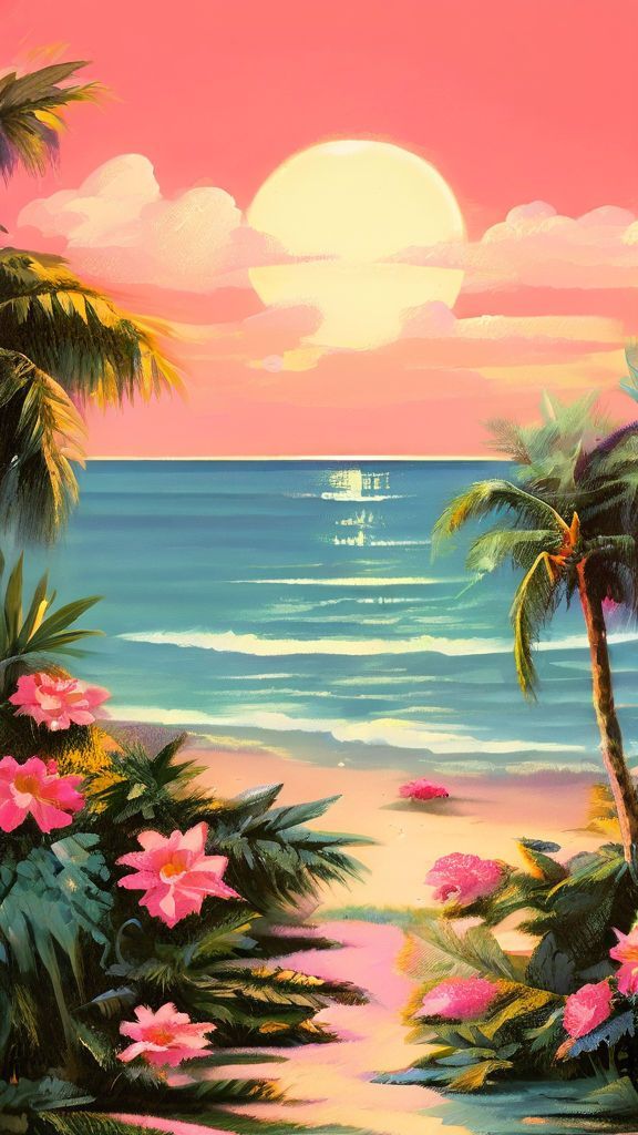 Paint by Numbers – Pink Sunset on a Tropical Island