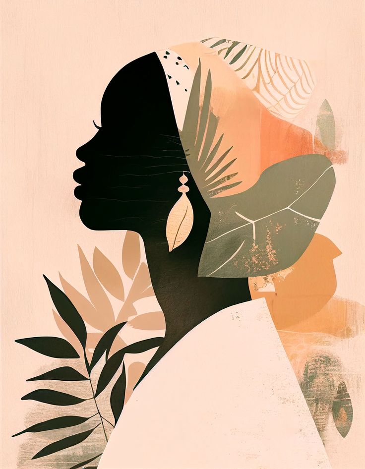 Paint by Numbers – Silhouette of Woman with Headband and Foliage