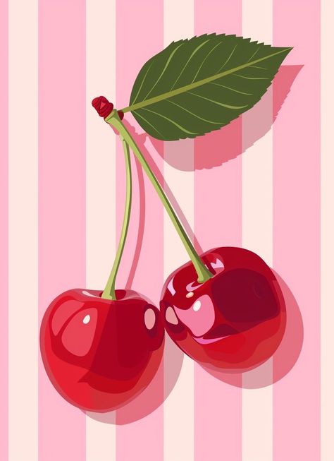 Paint by Numbers – Cherries on Pink Stripes