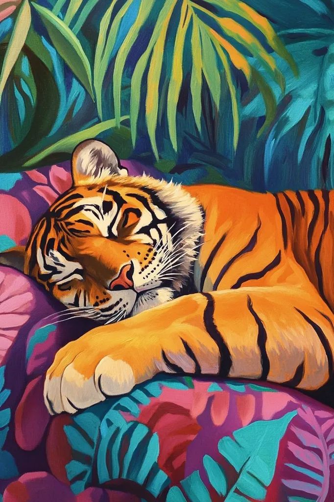 Paint by Numbers – Sleeping Tiger in a Tropical Jungle